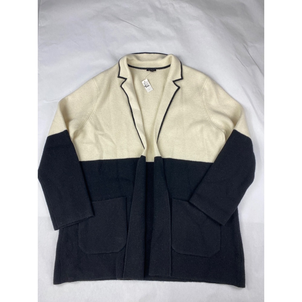 NWT Talbots Sweater Women's Size Large Black Cream Wool Blend